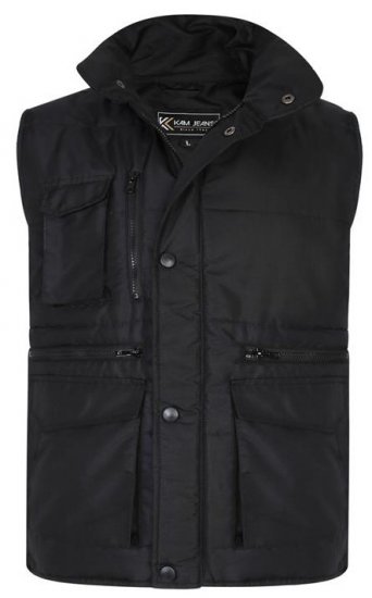Kam Jeans KV115 Military Multi Pocket Vest Black - Якета - мъжки якета големи размери