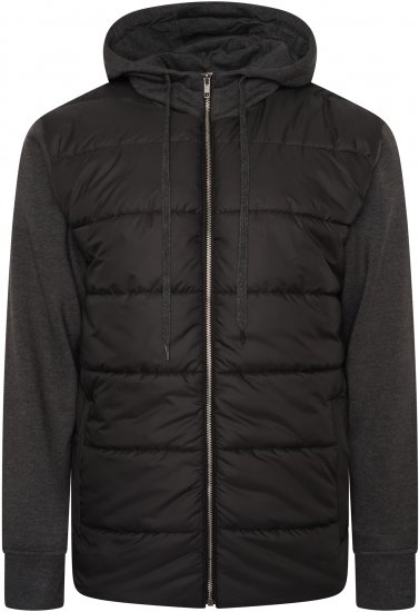 Kam Jeans KV135 Quilted Zip Thru Hoody with Padded Body & Jersey Sleeves Black TALL SIZES - МЪЖКО ОБЛЕКЛО MT-6XLT - дрехи за високи мъже