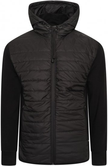 Kam Jeans KV136 Padded Body And Jersey Sleeves Hybrid Zip Thru Quilted Hoody Black TALL SIZES - МЪЖКО ОБЛЕКЛО MT-6XLT - дрехи за високи мъже