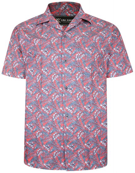Kam Jeans P011 Premium Short sleeve Shirt Red - Ризи - мъжки ризи големи размери