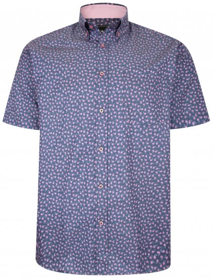 Kam Jeans P012 Premium Short sleeve shirt Navy - Ризи - мъжки ризи големи размери