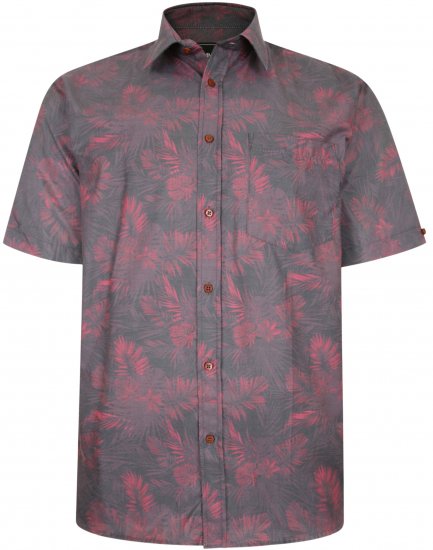 Kam Jeans P013 Premium Floral Print Shirt Burgundy - Ризи - мъжки ризи големи размери