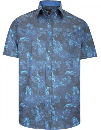 Kam Jeans P013 Premium Floral Print Shirt Navy - Ризи - мъжки ризи големи размери