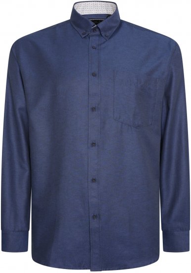 Kam Jeans P020 Premium Long sleeve Oxford Shirt Navy - Ризи - мъжки ризи големи размери