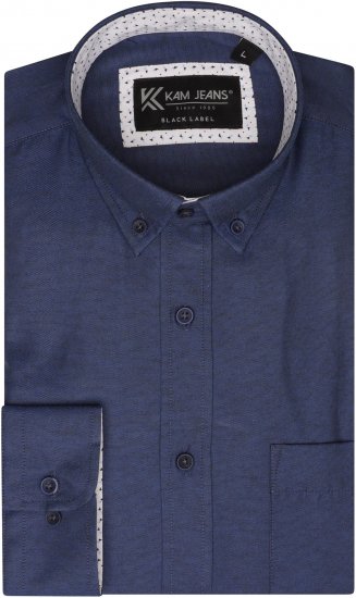 Kam Jeans P020 Premium Long sleeve Oxford Shirt Navy - Ризи - мъжки ризи големи размери