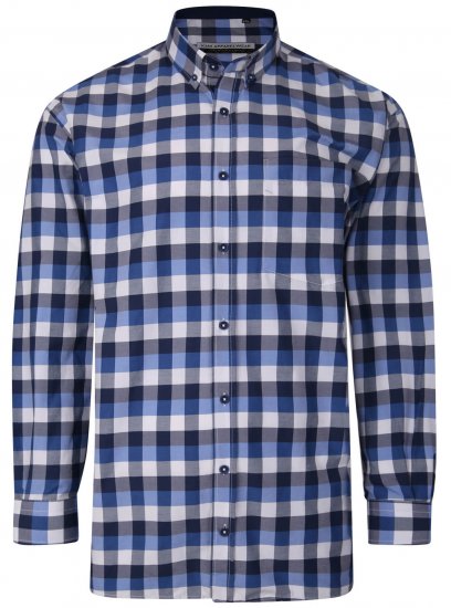 Kam Jeans P642 Premium Large Check Shirt LS Blue - Ризи - мъжки ризи големи размери