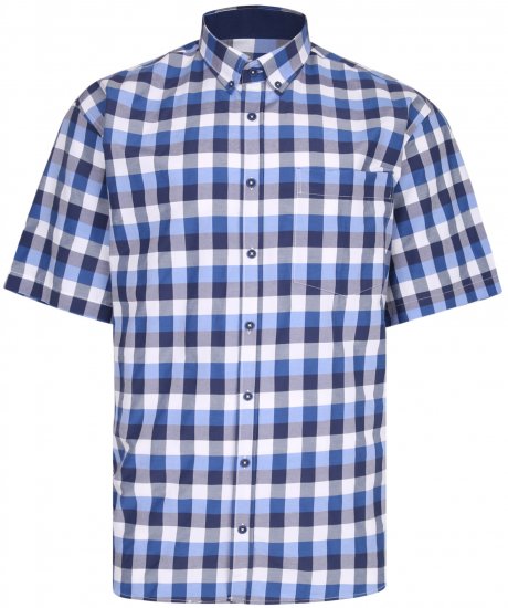Kam Jeans 642 Premium Short Sleeve Shirt Blue - Ризи - мъжки ризи големи размери