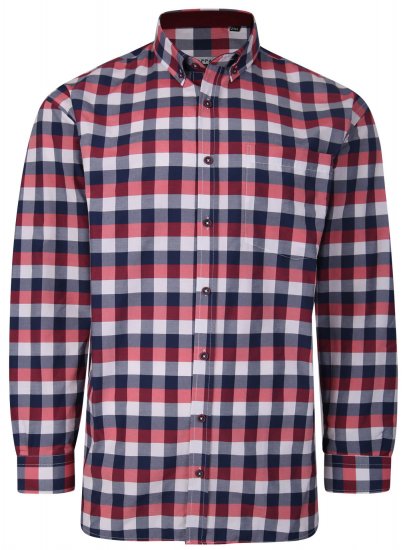 Kam Jeans P642 Premium Large Check Shirt LS Red - Ризи - мъжки ризи големи размери
