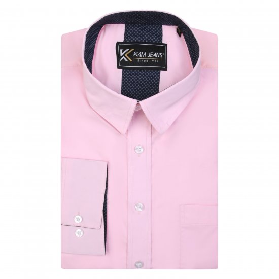 Kam Jeans P684 Premium Stretch Shirt Pink - Ризи - мъжки ризи големи размери