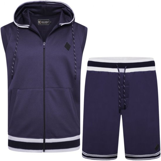 Kam Jeans TS005 Retro Tracky Set (Shorts/Sleeveless Hoodie) Navy - Анцузи - "мъжки анцузи големи размери "