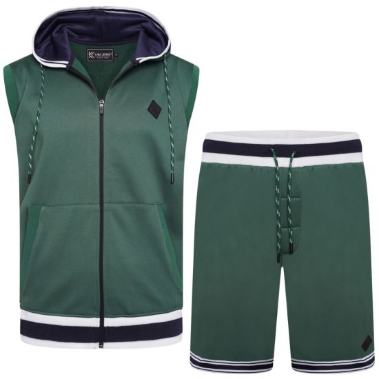 Kam Jeans TS005 Retro Tracky Set (Shorts/Sleeveless Hoodie) Racing Green - Анцузи - "мъжки анцузи големи размери "