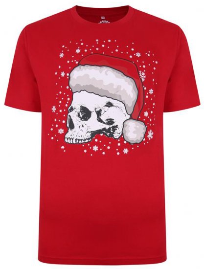Kam Jeans X008 Santa Skull Print T-Shirt Red - Тениски - мъжки тениски големи размери