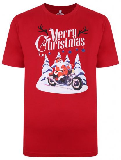 Kam Jeans X009 Santa Biker Print T-Shirt Red - Тениски - мъжки тениски големи размери