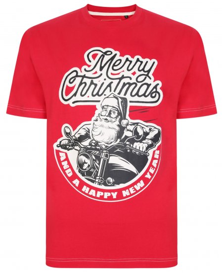 Kam Jeans X016 Santa Biker Print Tee Red - Тениски - мъжки тениски големи размери