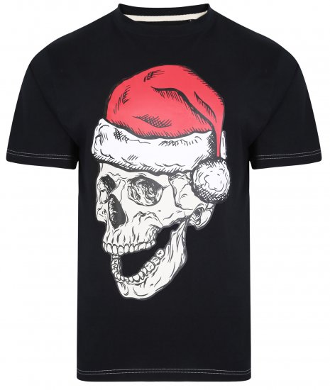 Kam Jeans X017 Santa Skull Print Tee Black - Тениски - мъжки тениски големи размери