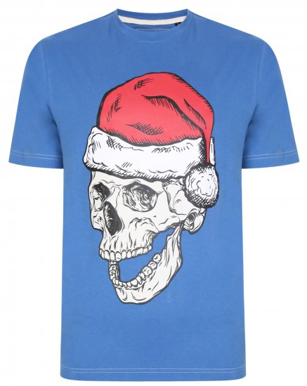 Kam Jeans X017 Santa Skull Print Tee Blue - Тениски - мъжки тениски големи размери