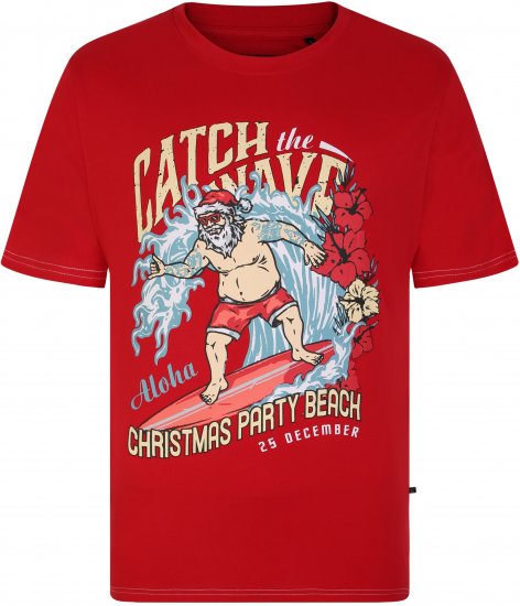 KBS X020 Catch The Waves Xmas Print T-Shirt Red - Тениски - мъжки тениски големи размери