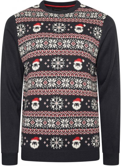 Kam Jeans X032 Snowflake Santa Xmas Sweatshirt Navy - Суичъри & cуичъри с качулка - мъжки суичъри големи размери