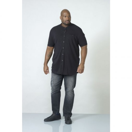 D555 Archer Collarless Shirt Black - Ризи - мъжки ризи големи размери