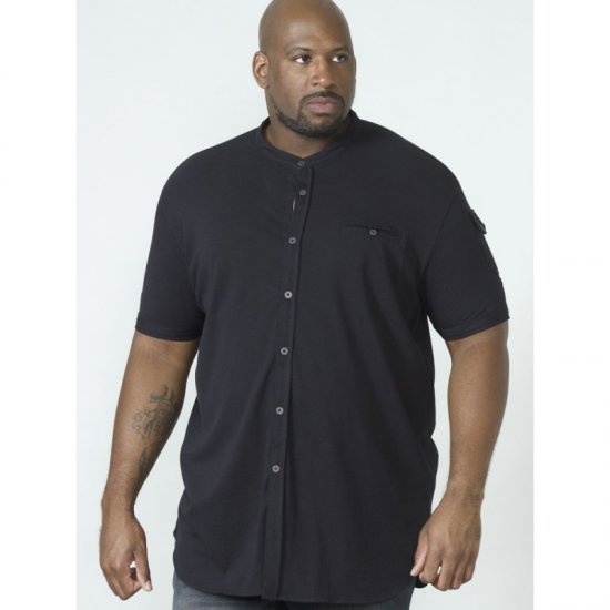 D555 Archer Collarless Shirt Black - Ризи - мъжки ризи големи размери