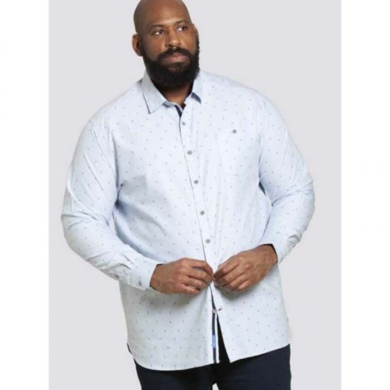 D555 Addington Printed Oxford Shirt Blue - Ризи - мъжки ризи големи размери