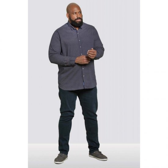 D555 Babworth Long Sleeve Shirt Navy - Ризи - мъжки ризи големи размери