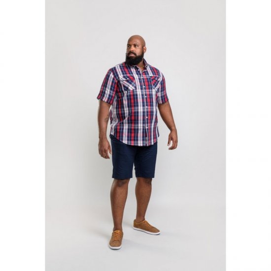 D555 Terell Shirt Navy/Red - Ризи - мъжки ризи големи размери