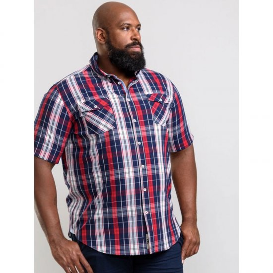 D555 Terell Shirt Navy/Red - Ризи - мъжки ризи големи размери