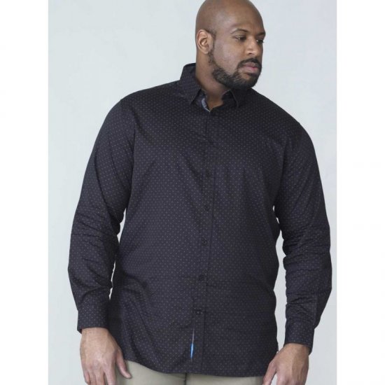 D555 Jahine Long Sleeve Printed Shirt Black - Ризи - мъжки ризи големи размери