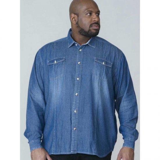 D555 Adcock Long Sleeve Vintage Denim Shirt - Ризи - мъжки ризи големи размери