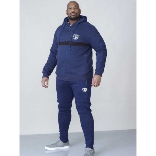 D555 Sergio Half Zip Hoodie Navy - Суичъри & cуичъри с качулка - мъжки суичъри големи размери