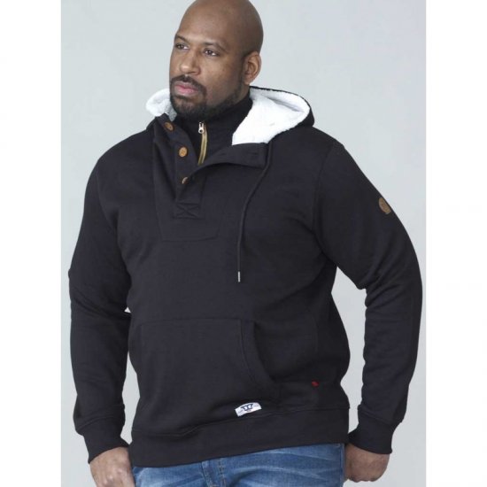 D555 Lorenzo Half zip Hoodie Black - Суичъри & cуичъри с качулка - мъжки суичъри големи размери