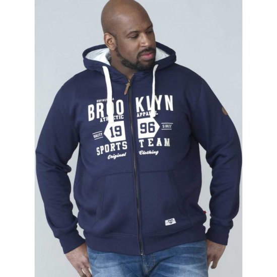 D555 Thurston Full Zip Hoodie Navy - Суичъри & cуичъри с качулка - мъжки суичъри големи размери