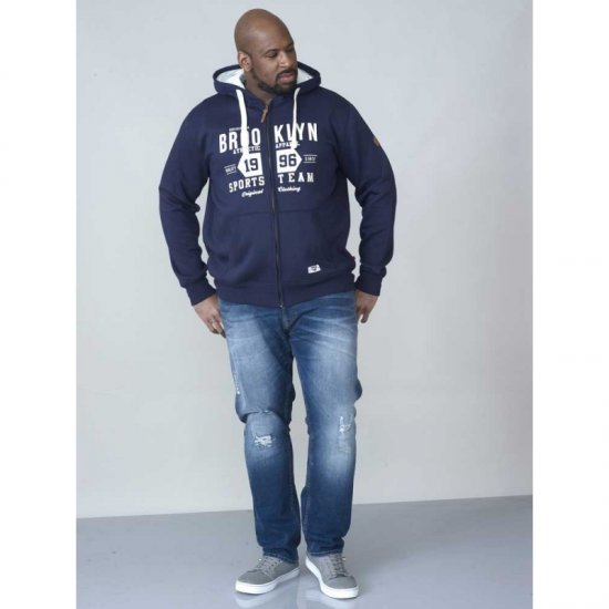D555 Thurston Full Zip Hoodie Navy - Суичъри & cуичъри с качулка - мъжки суичъри големи размери