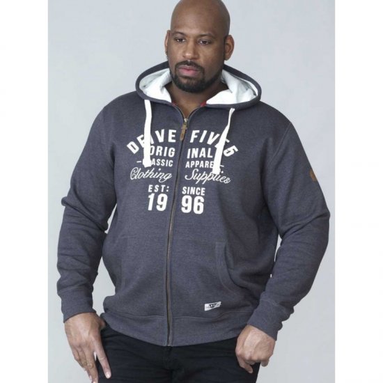 D555 Vadal Full Zip Hoodie Charcoal - Суичъри & cуичъри с качулка - мъжки суичъри големи размери