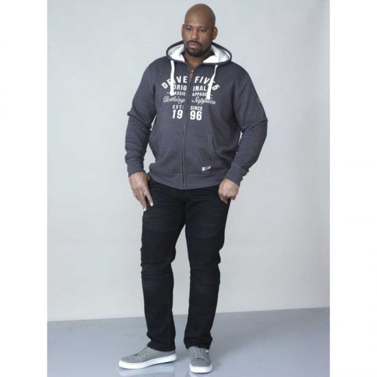 D555 Vadal Full Zip Hoodie Charcoal - Суичъри & cуичъри с качулка - мъжки суичъри големи размери