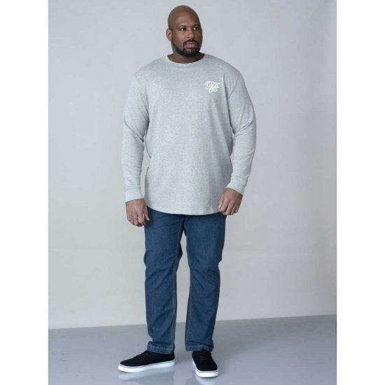 D555 Plato Long Sleeve T-shirt Grey - Тениски - мъжки тениски големи размери