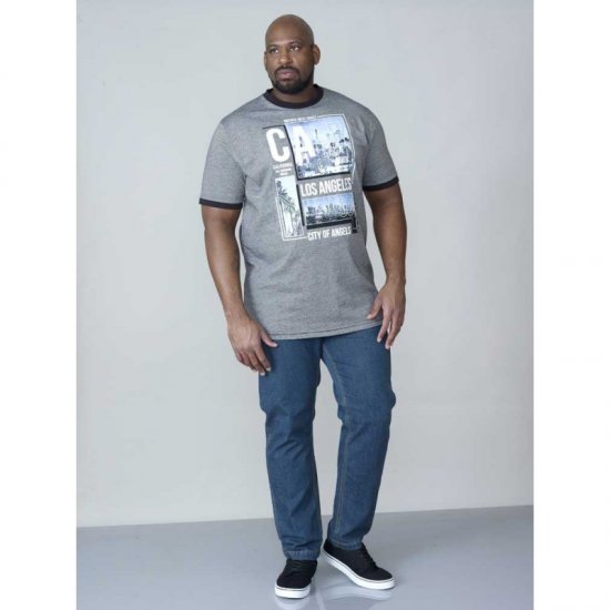 D555 Howie Fine Stripe T-shirt Grey - Тениски - мъжки тениски големи размери