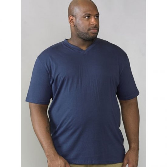 D555 Signature V-neck T-shirt Navy - Тениски - мъжки тениски големи размери
