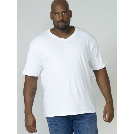 D555 Signature V-neck T-shirt White - Тениски - мъжки тениски големи размери