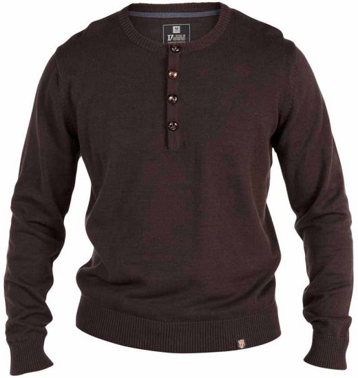 D555 Grandad Knitted Sweater Brown - Суичъри & cуичъри с качулка - мъжки суичъри големи размери