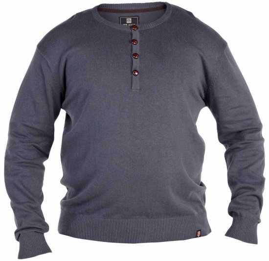D555 Grandad Knitted Sweater Charcoal - Суичъри & cуичъри с качулка - мъжки суичъри големи размери