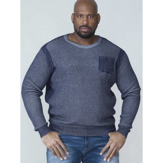 D555 Bryson Crewneck Sweater with Pocket Navy - Суичъри & cуичъри с качулка - мъжки суичъри големи размери