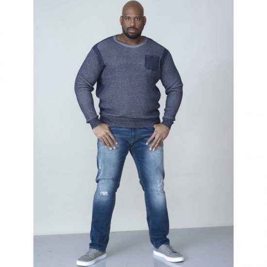 D555 Bryson Crewneck Sweater with Pocket Navy - Суичъри & cуичъри с качулка - мъжки суичъри големи размери