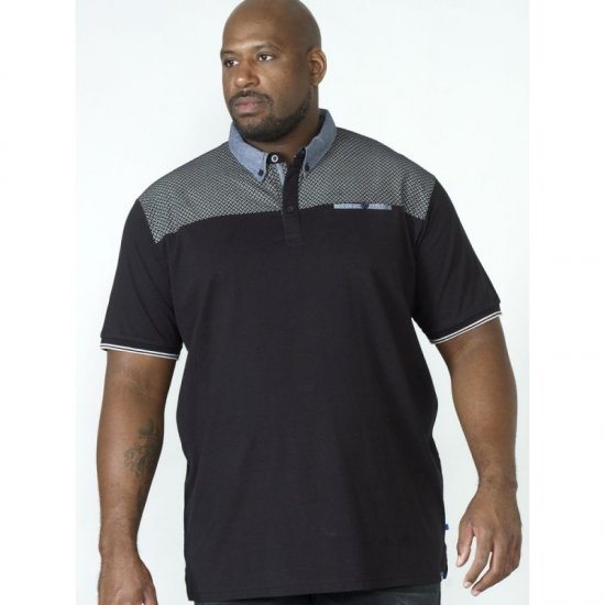 D555 Brent Polo Black - Поло тениски - мъжки тениски с яка големи размери