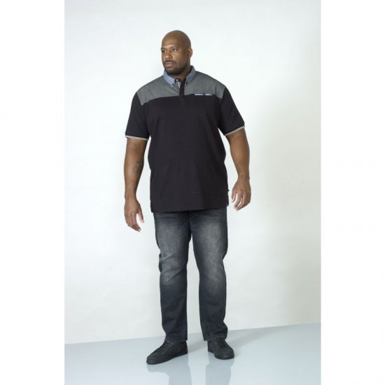 D555 Brent Polo Black - Поло тениски - мъжки тениски с яка големи размери