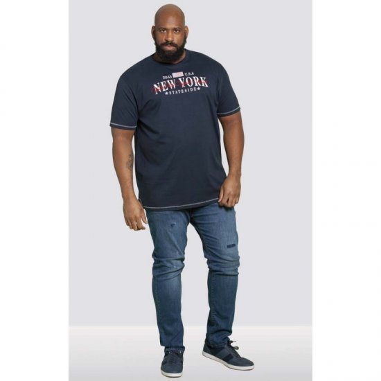 D555 Thornton Embroidery T-shirt Navy - Тениски - мъжки тениски големи размери