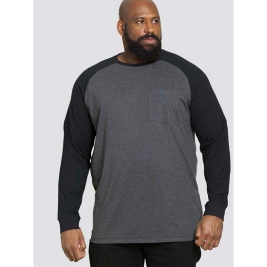 D555 Illinois Long Sleeve T-shirt Charcoal - Тениски - мъжки тениски големи размери