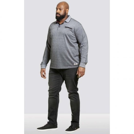 D555 Brockville Long Sleeve Polo Grey - Поло тениски - мъжки тениски с яка големи размери