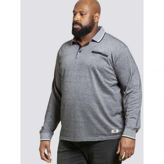 D555 Brockville Long Sleeve Polo Grey - Поло тениски - мъжки тениски с яка големи размери